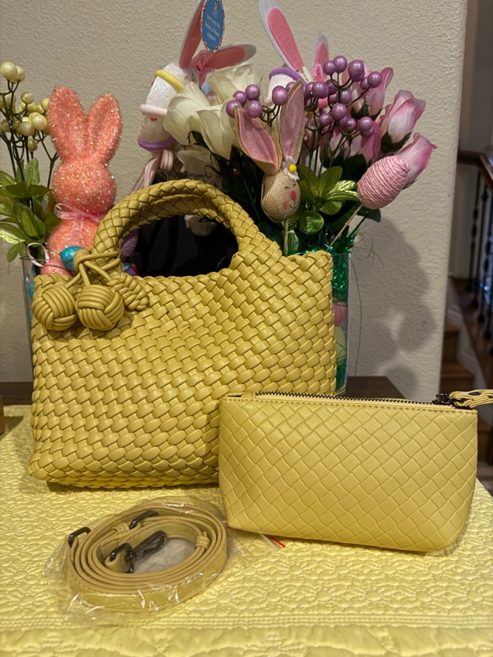 Stunning New Yellow Woven Bag for fashion and function